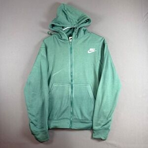 Nike Full Zip Hoodie Sweatshirt Solid Forest Green Size Medium